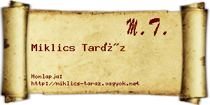 Miklics Taráz névjegykártya