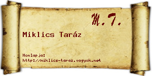 Miklics Taráz névjegykártya